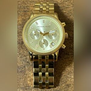 Michael Kors Ritz Gold-Tone Steel Chronograph Champagne Dial Ladies Watch MK5676